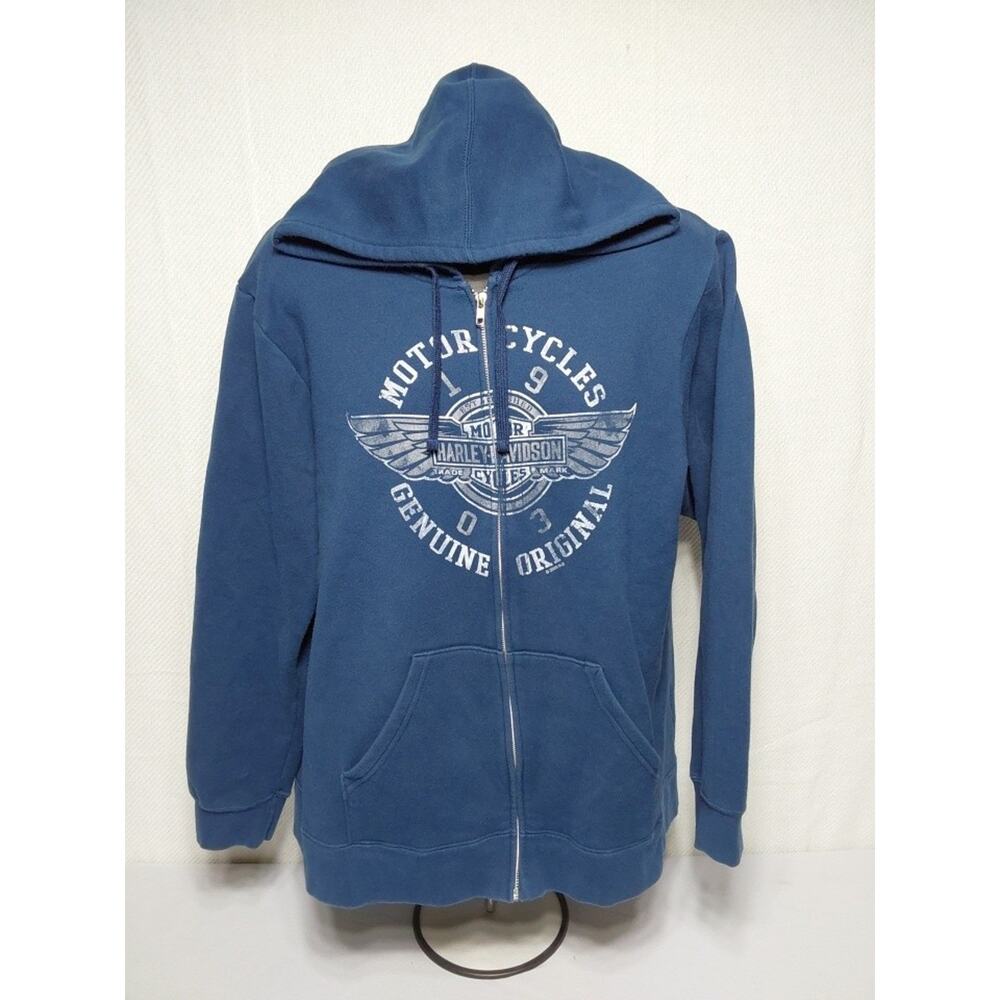 Harley-Davidson XL Blue Full Zip Hooded Bowling Green Kentucky Jacket #M110